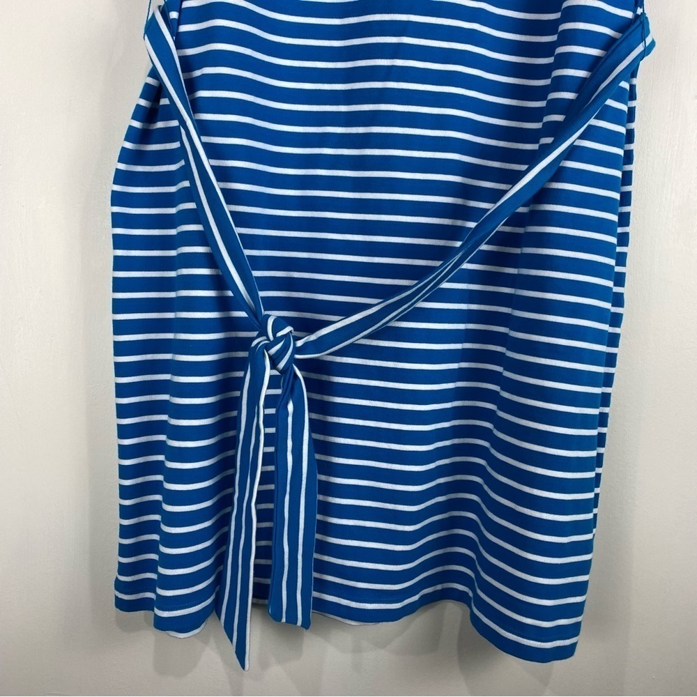 Lauren Ralph Lauren Stretchy Striped Tie Front Waist T-Shirt Mini Dress Blue XL - Picture 3 of 7